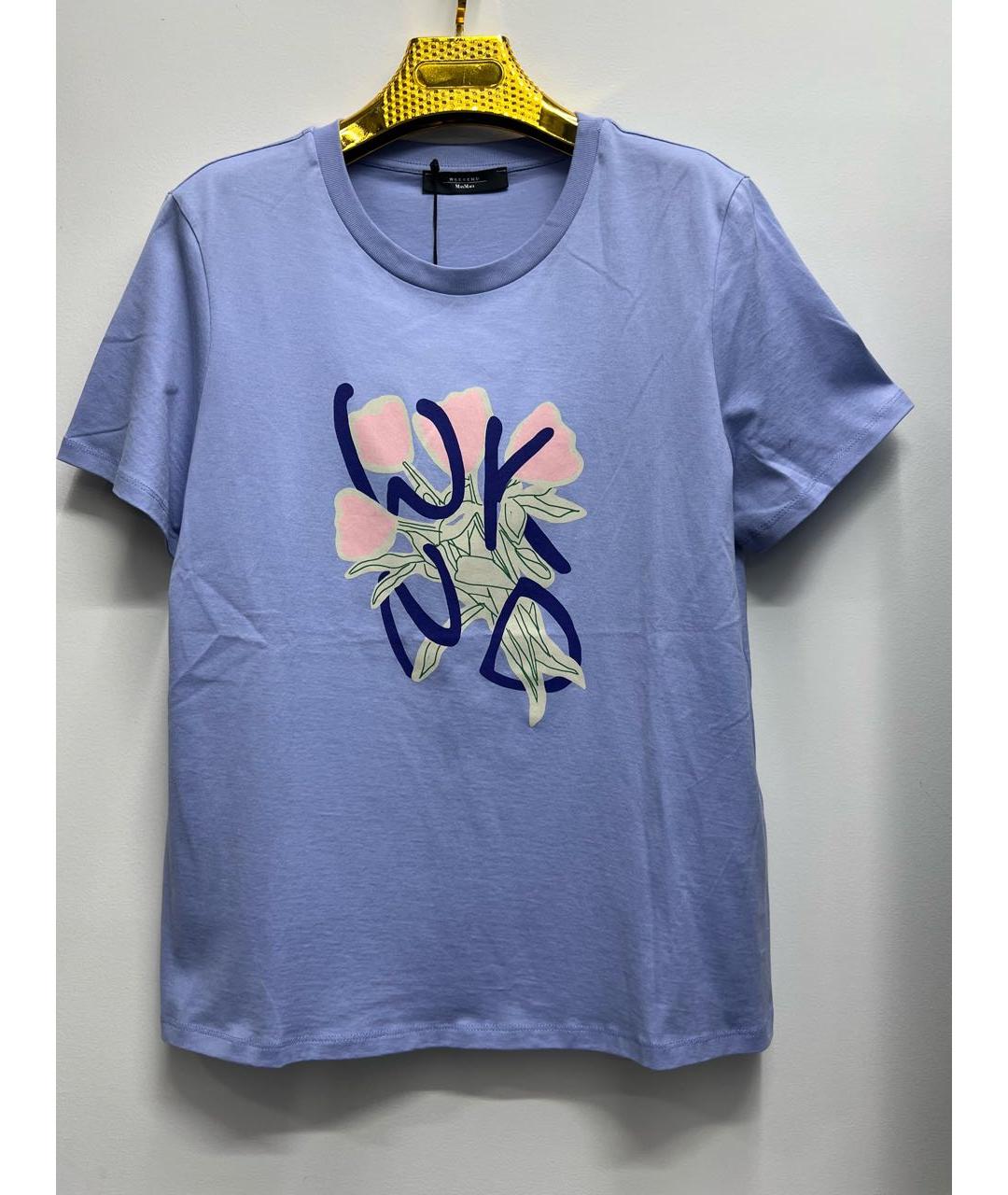 WEEKEND MAX MARA Голубая хлопковая футболка, фото 7