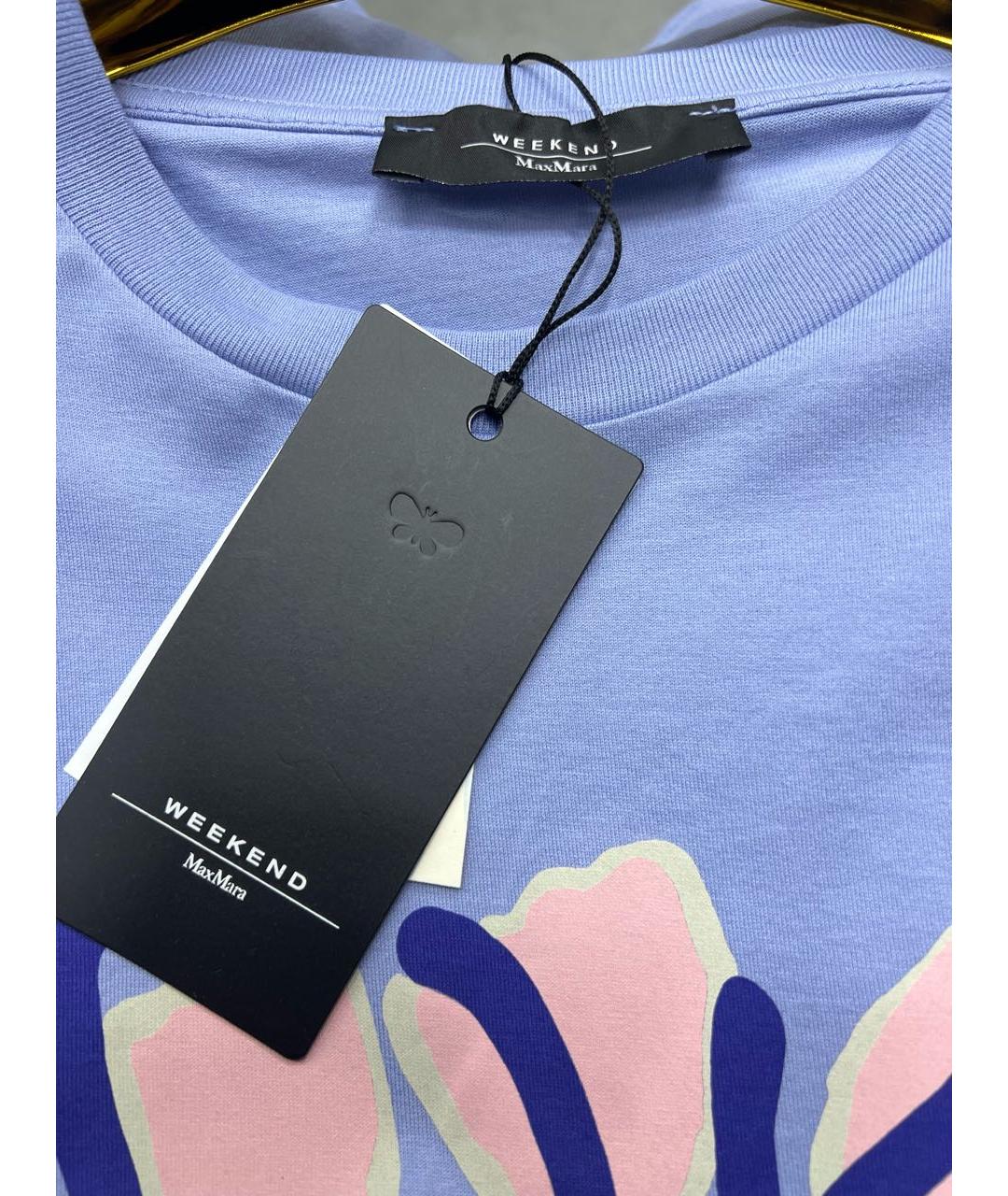 WEEKEND MAX MARA Голубая хлопковая футболка, фото 2