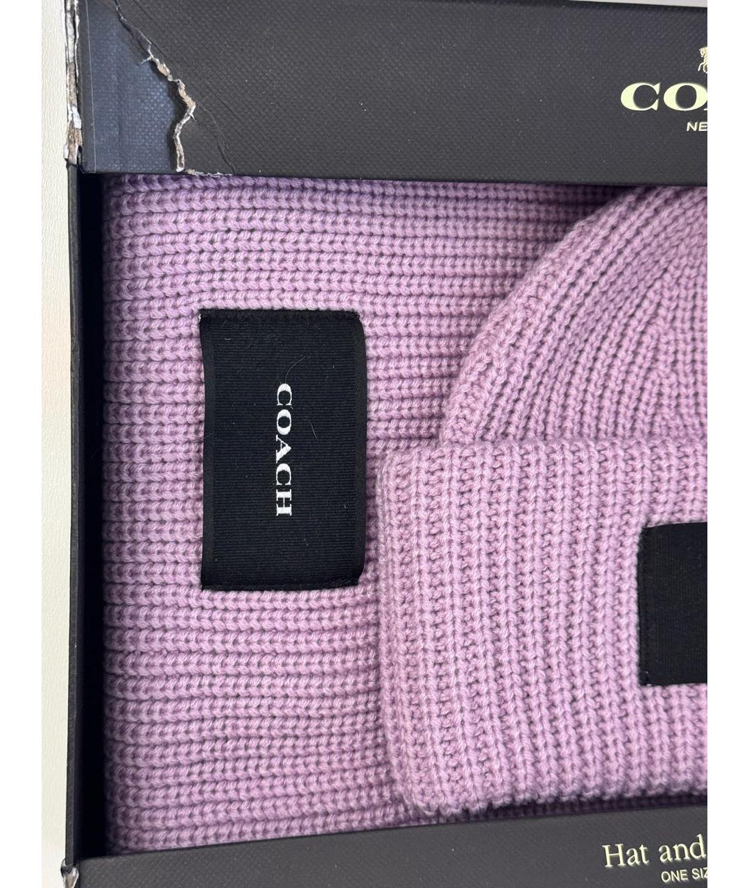 COACH Фиолетовая шерстяная шапка, фото 3