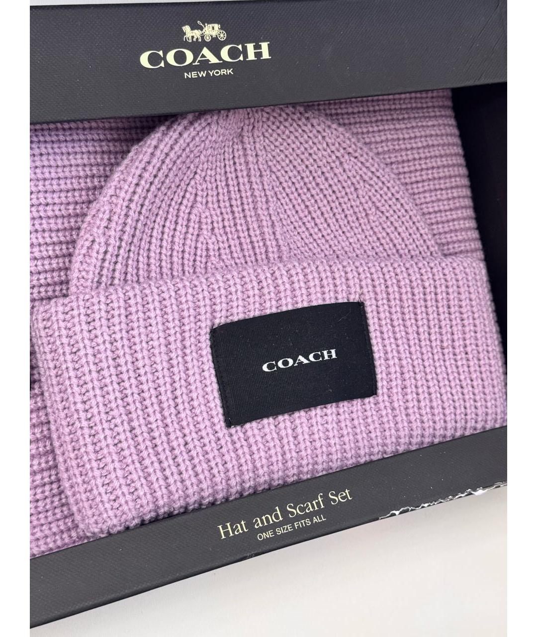 COACH Фиолетовая шерстяная шапка, фото 2