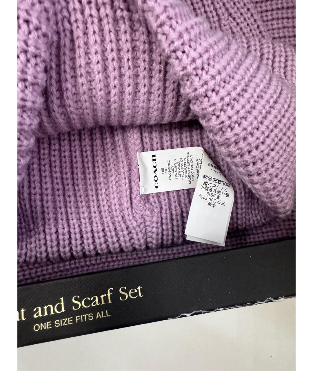 COACH Фиолетовая шерстяная шапка, фото 4