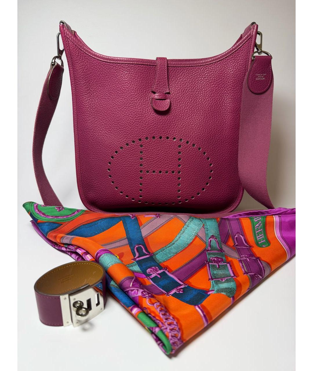 HERMES Фуксия кожаная сумка через плечо, фото 9