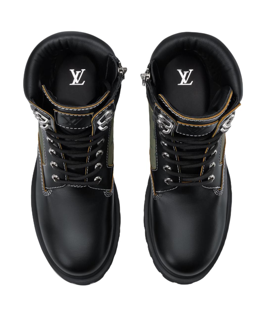 LOUIS VUITTON Хаки кожаные высокие ботинки, фото 4