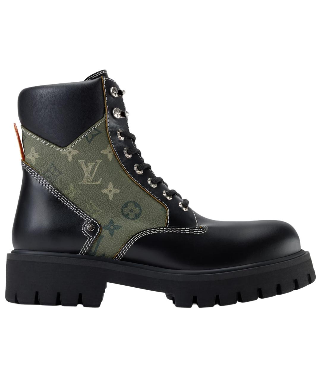 LOUIS VUITTON Хаки кожаные высокие ботинки, фото 1