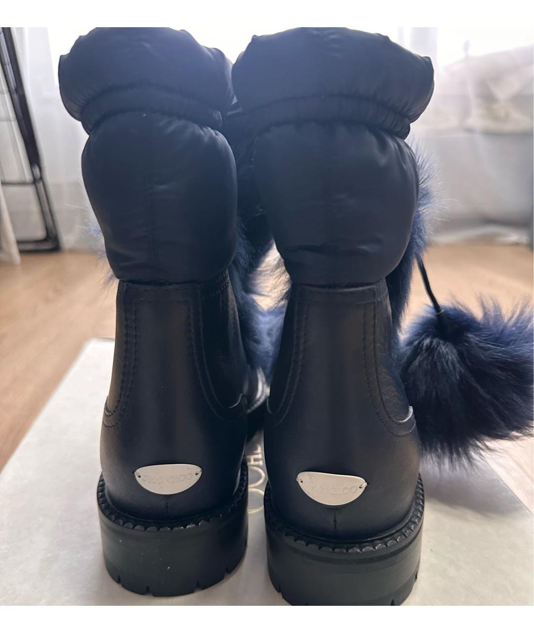 JIMMY CHOO Темно-синие кожаные ботинки, фото 4