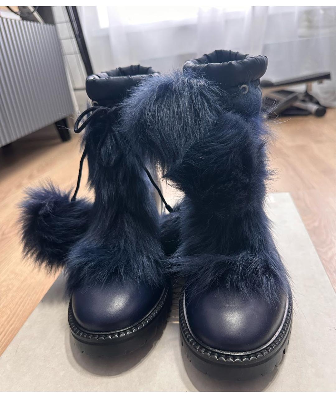 JIMMY CHOO Темно-синие кожаные ботинки, фото 2