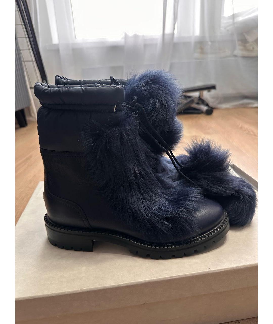 JIMMY CHOO Темно-синие кожаные ботинки, фото 6