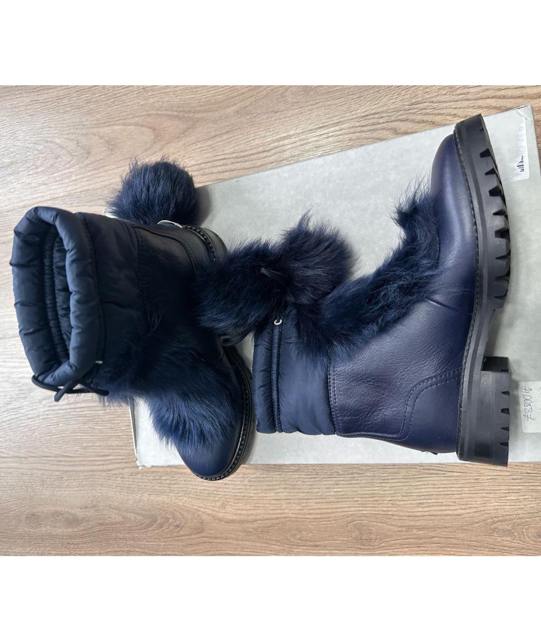 JIMMY CHOO Темно-синие кожаные ботинки, фото 5