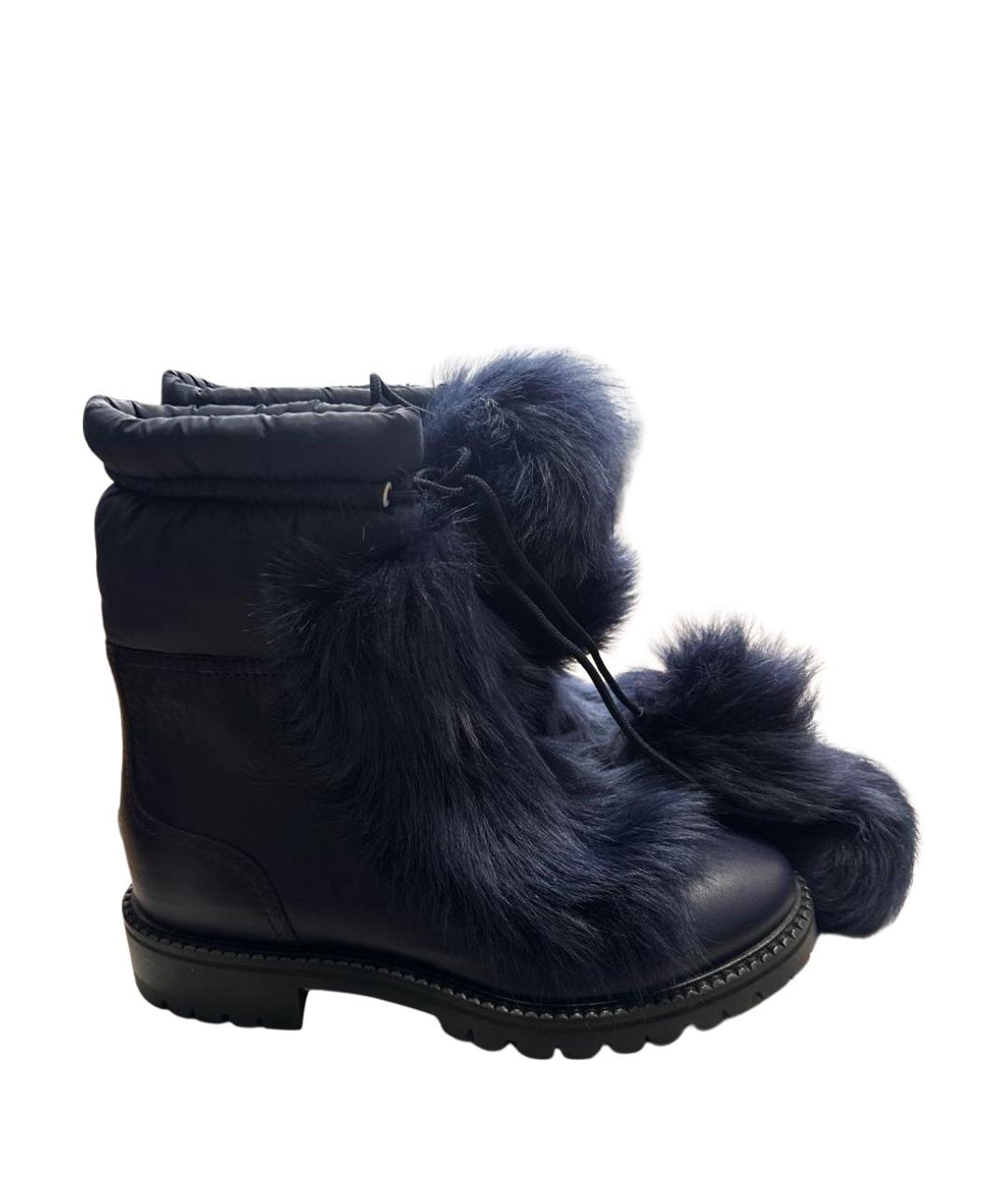 JIMMY CHOO Темно-синие кожаные ботинки, фото 1