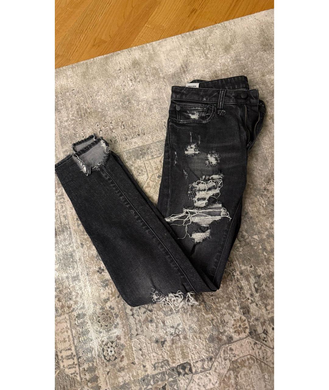 R13 Антрацитовые хлопковые джинсы слим, фото 2