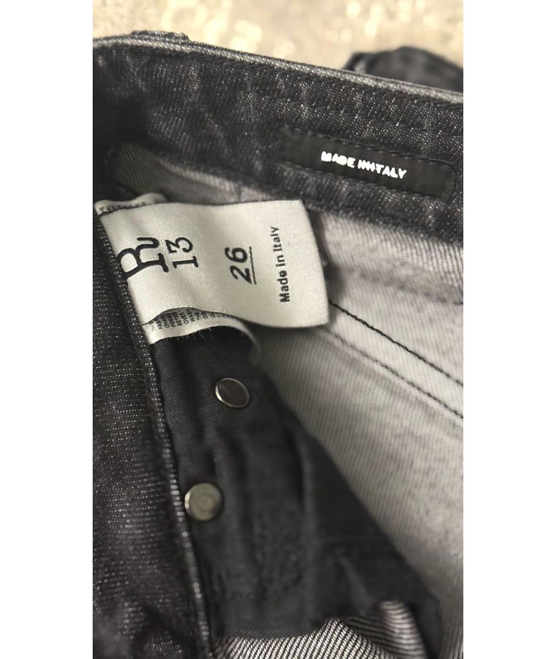 R13 Антрацитовые хлопковые джинсы слим, фото 3