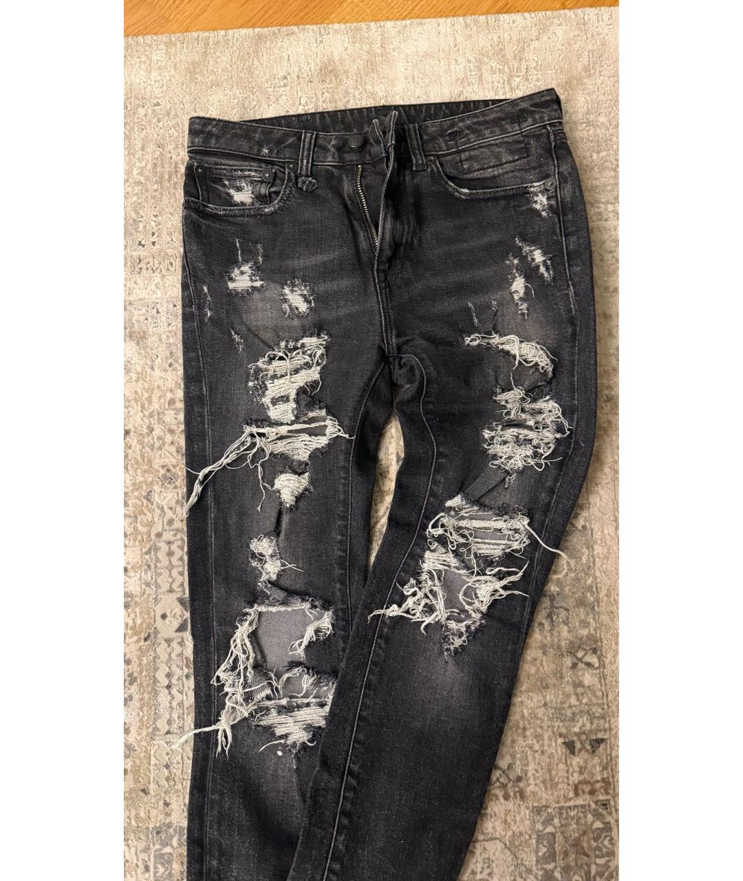 R13 Антрацитовые хлопковые джинсы слим, фото 7