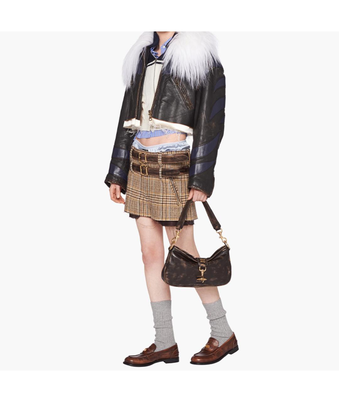 MIU MIU Коричневая кожаная сумка через плечо, фото 5