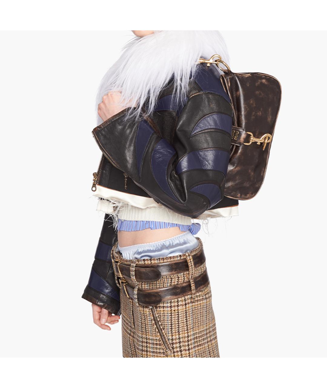 MIU MIU Коричневая кожаная сумка через плечо, фото 4