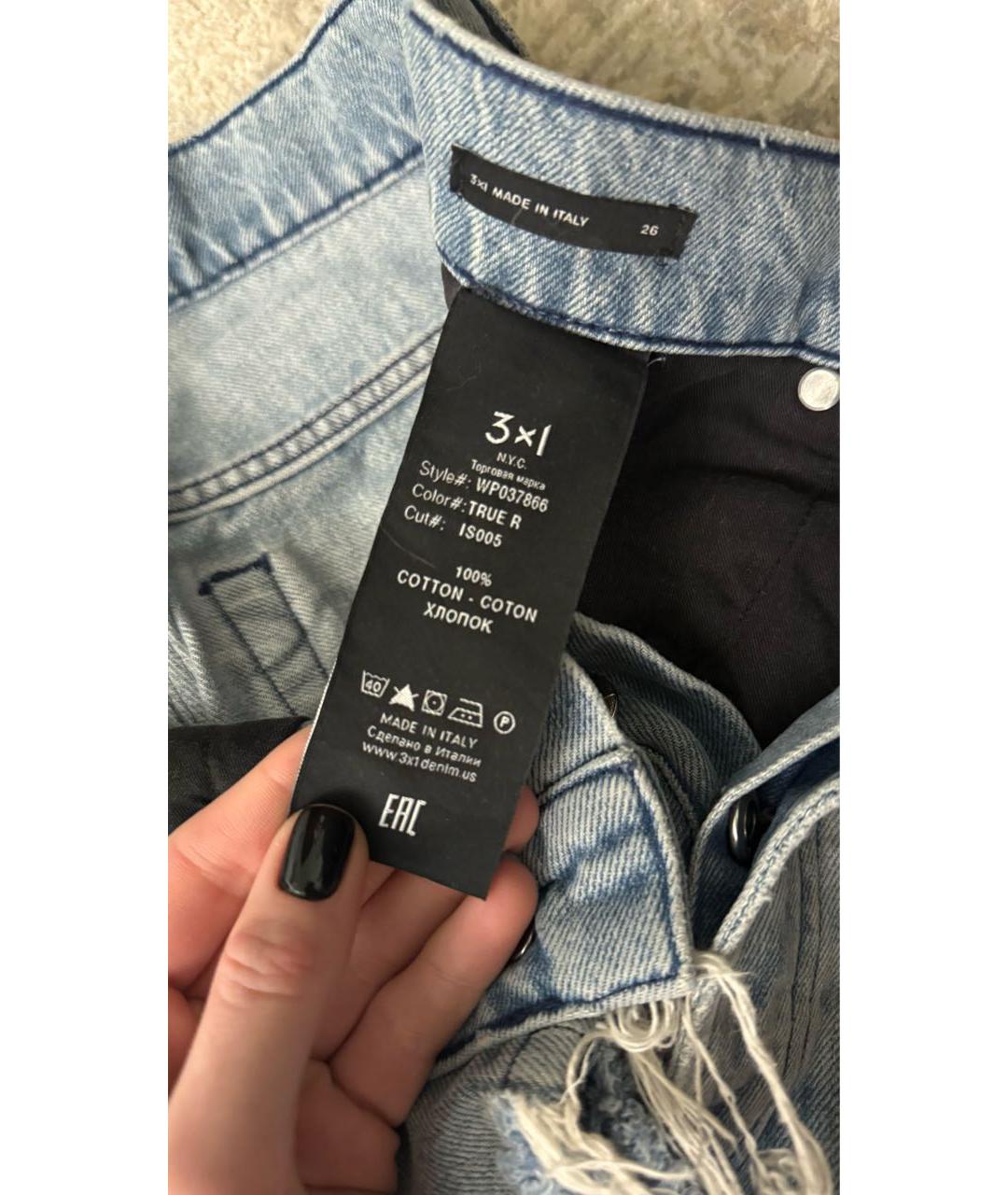 3X1 Голубые хлопковые прямые джинсы, фото 4