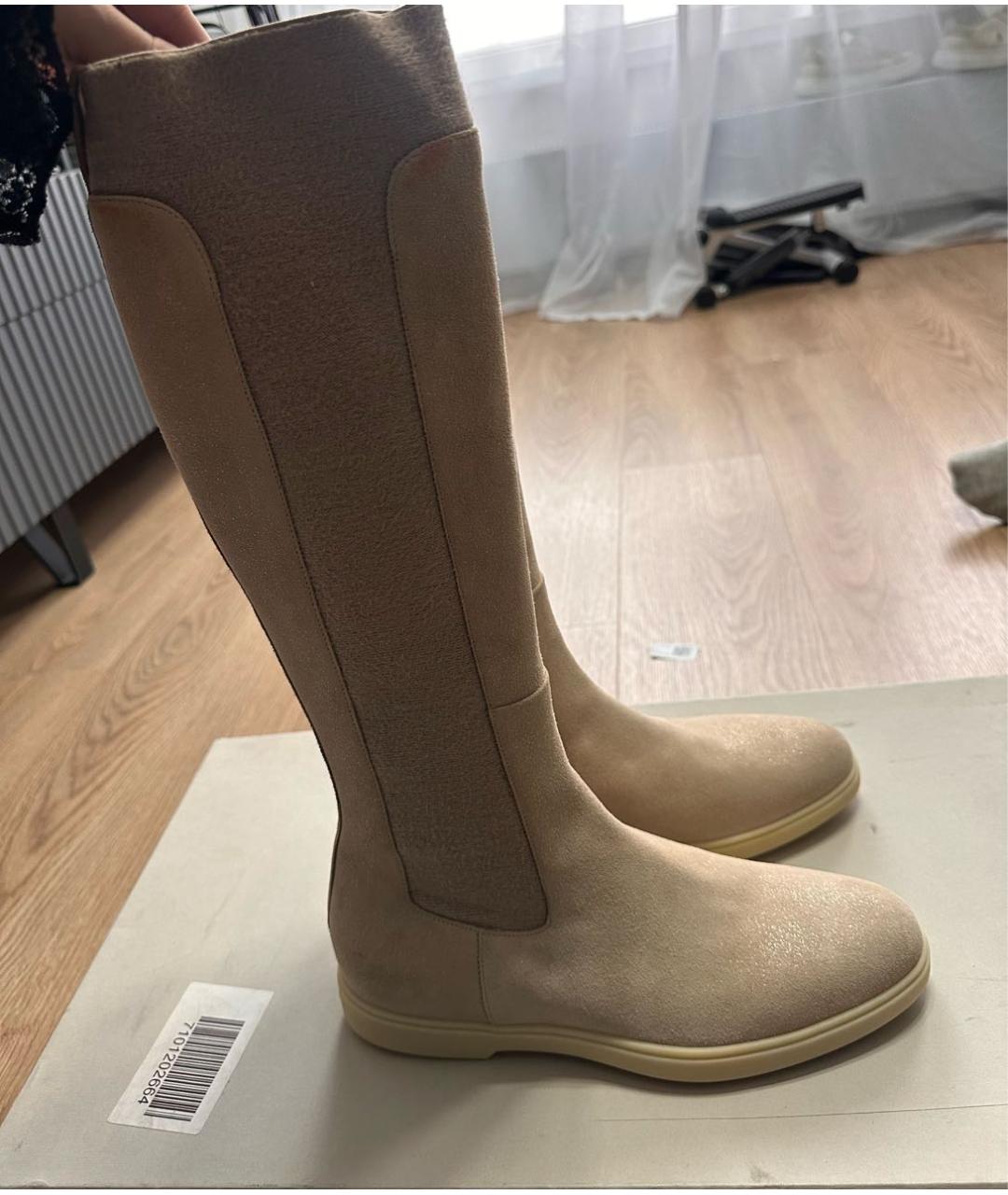 SANTONI Бежевые кожаные сапоги, фото 2