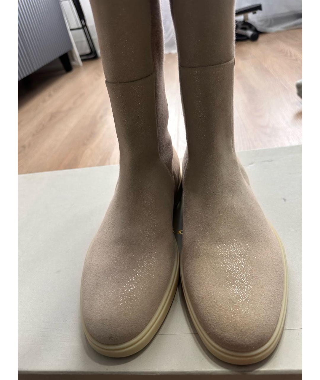 SANTONI Бежевые кожаные сапоги, фото 3
