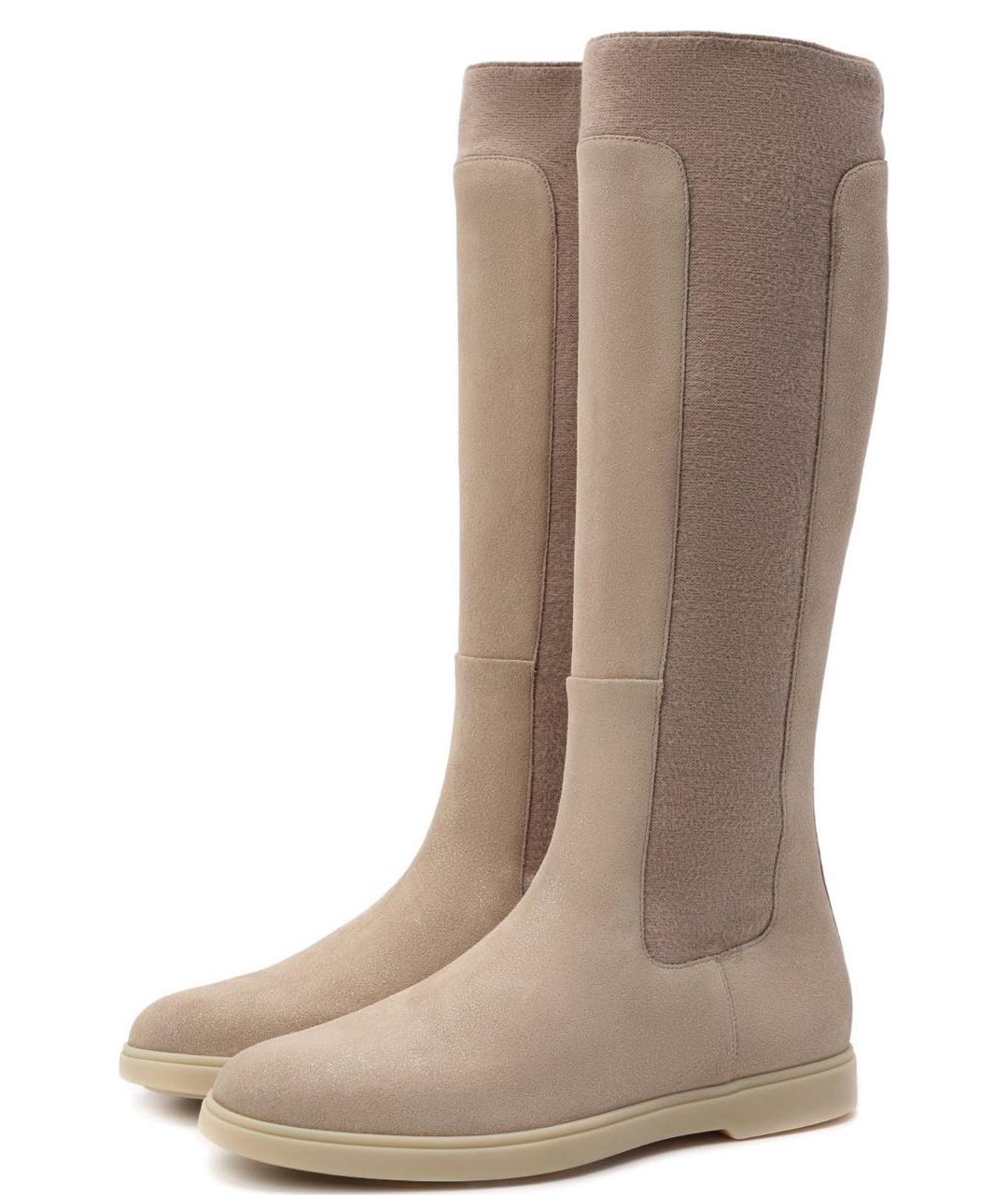 SANTONI Бежевые кожаные сапоги, фото 8