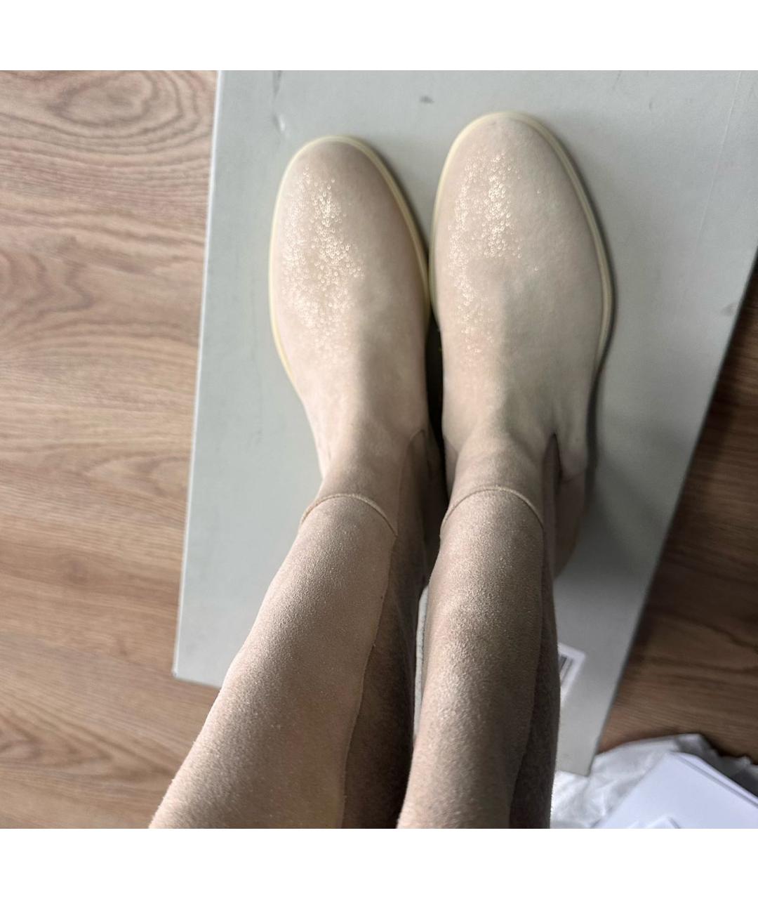 SANTONI Бежевые кожаные сапоги, фото 4