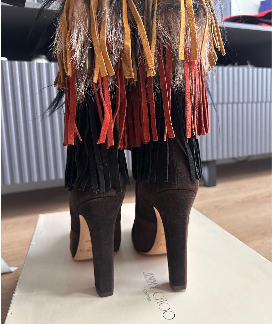 JIMMY CHOO Коричневые замшевые сапоги, фото 4