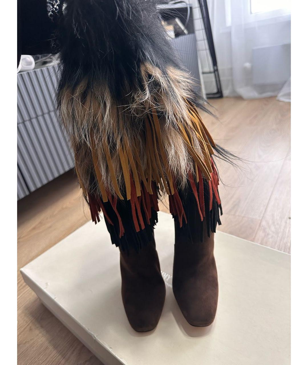 JIMMY CHOO Коричневые замшевые сапоги, фото 2