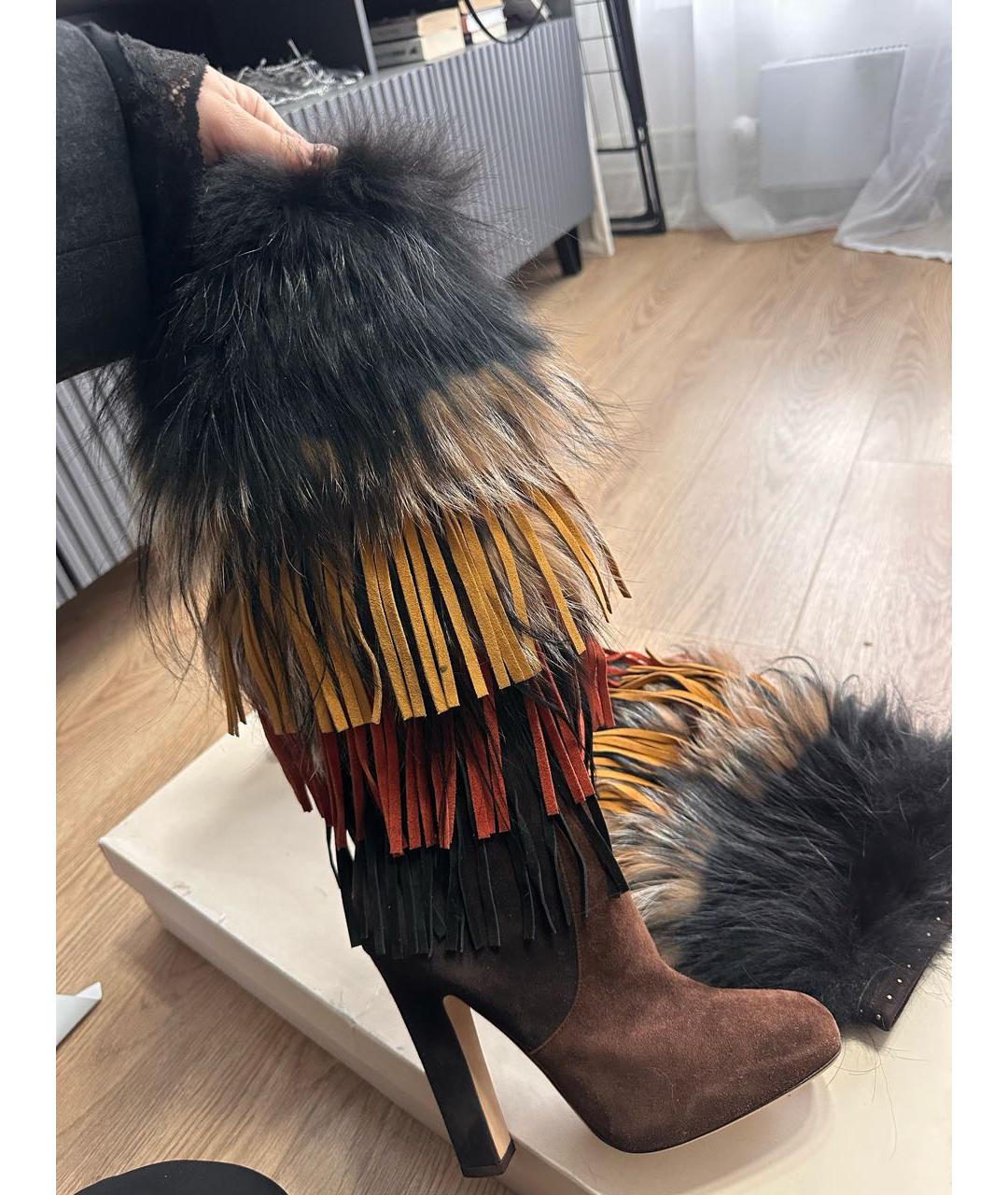 JIMMY CHOO Коричневые замшевые сапоги, фото 6