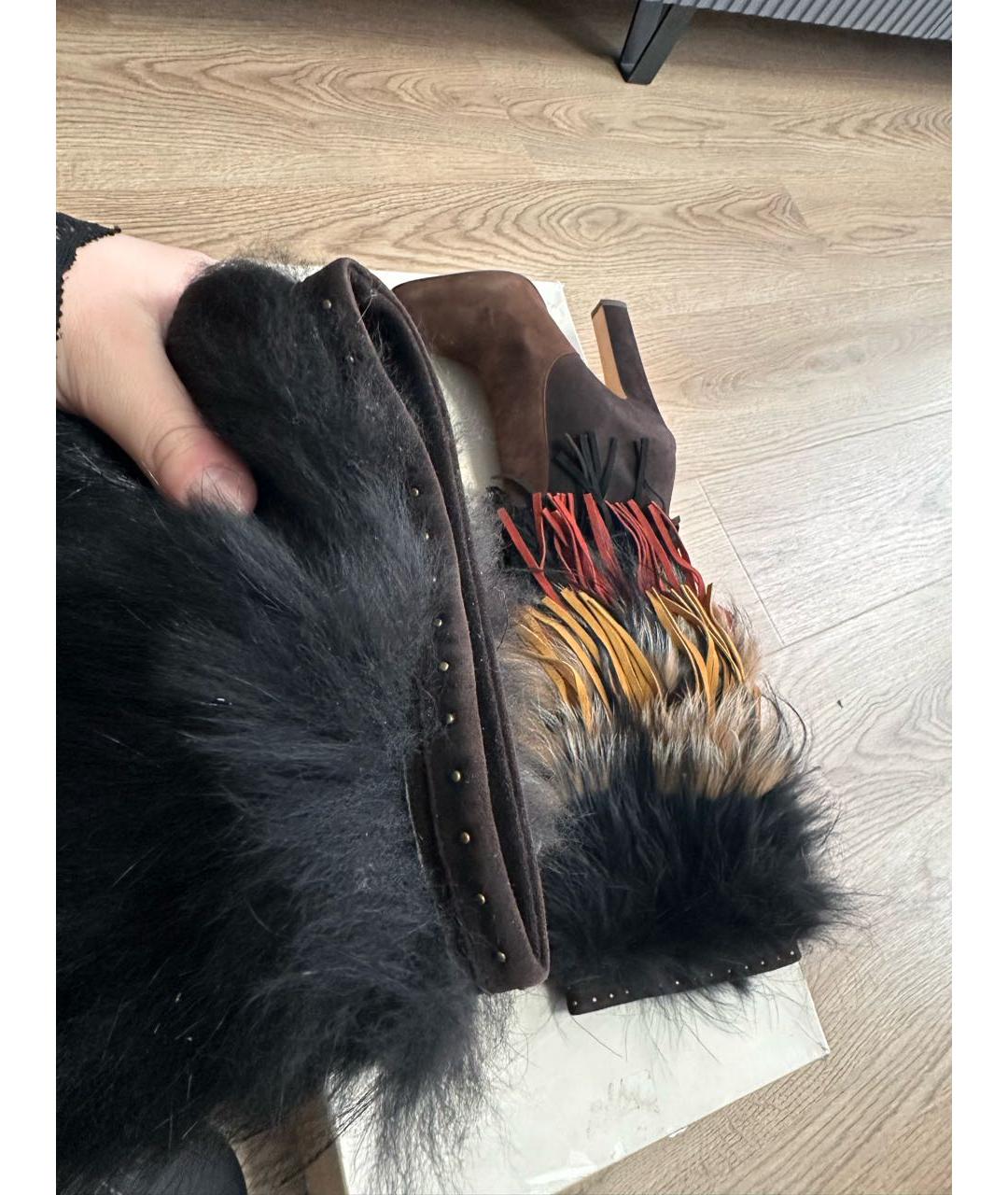 JIMMY CHOO Коричневые замшевые сапоги, фото 5