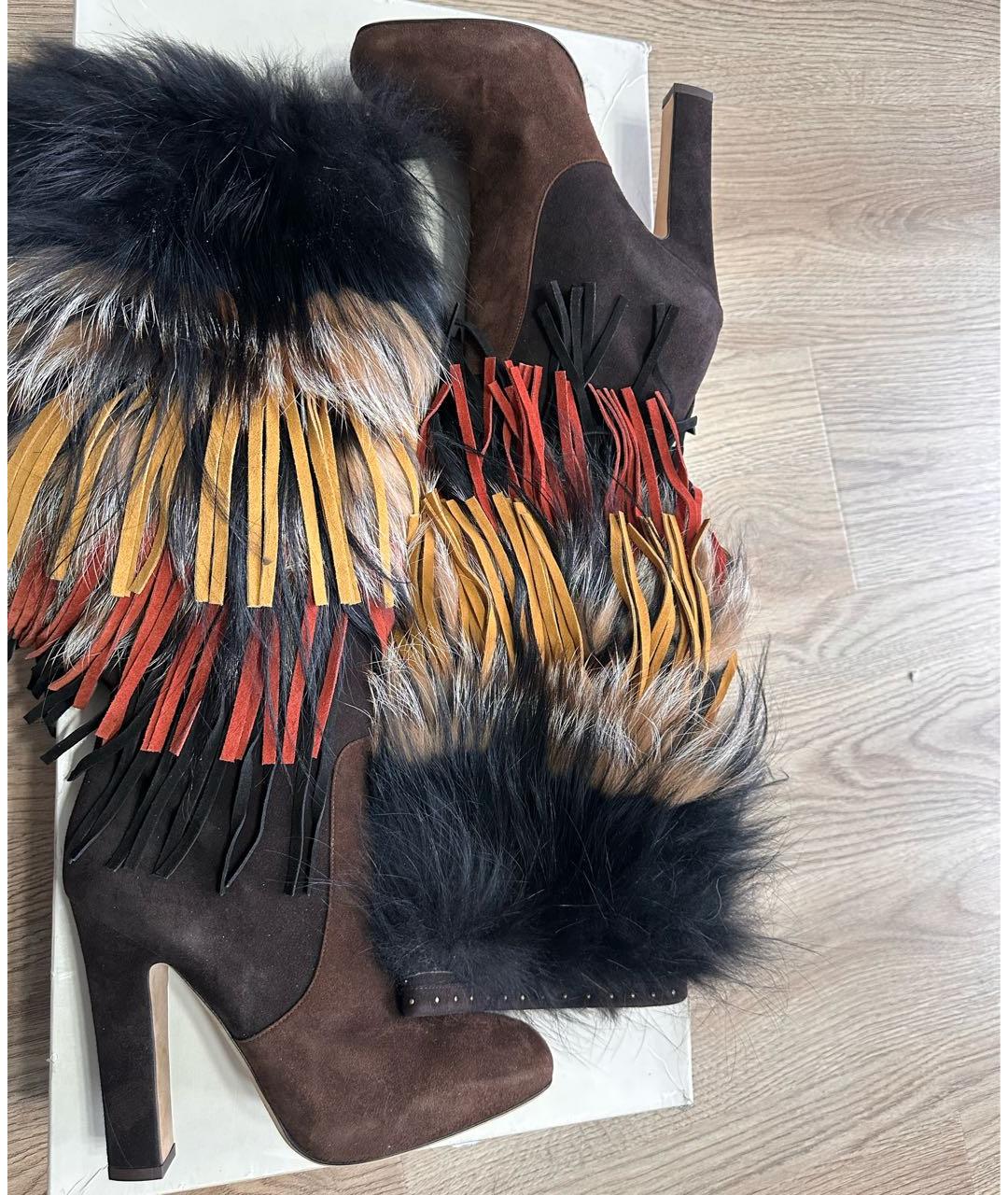 JIMMY CHOO Коричневые замшевые сапоги, фото 3