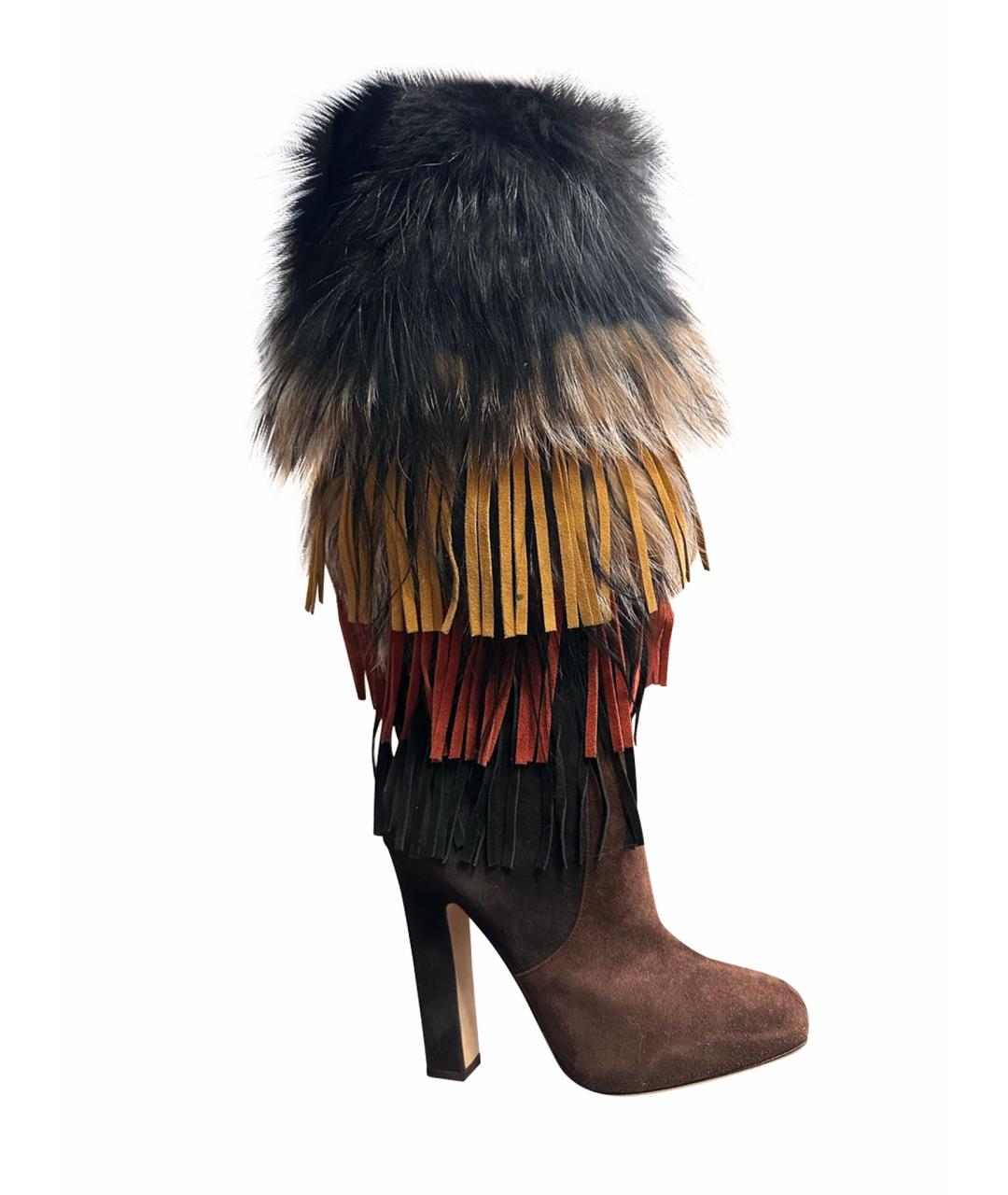 JIMMY CHOO Коричневые замшевые сапоги, фото 1