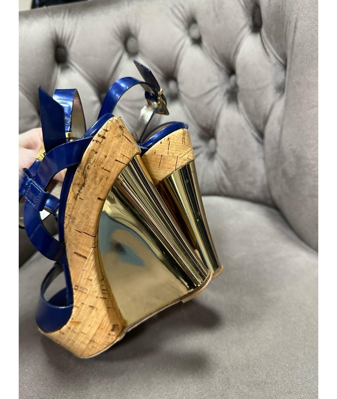 CASADEI Синие кожаные босоножки, фото 4