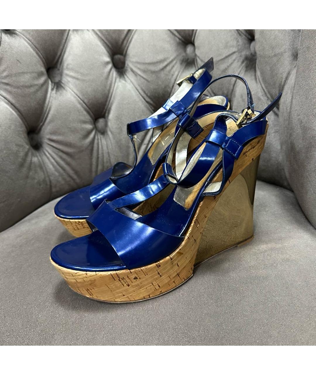CASADEI Синие кожаные босоножки, фото 7