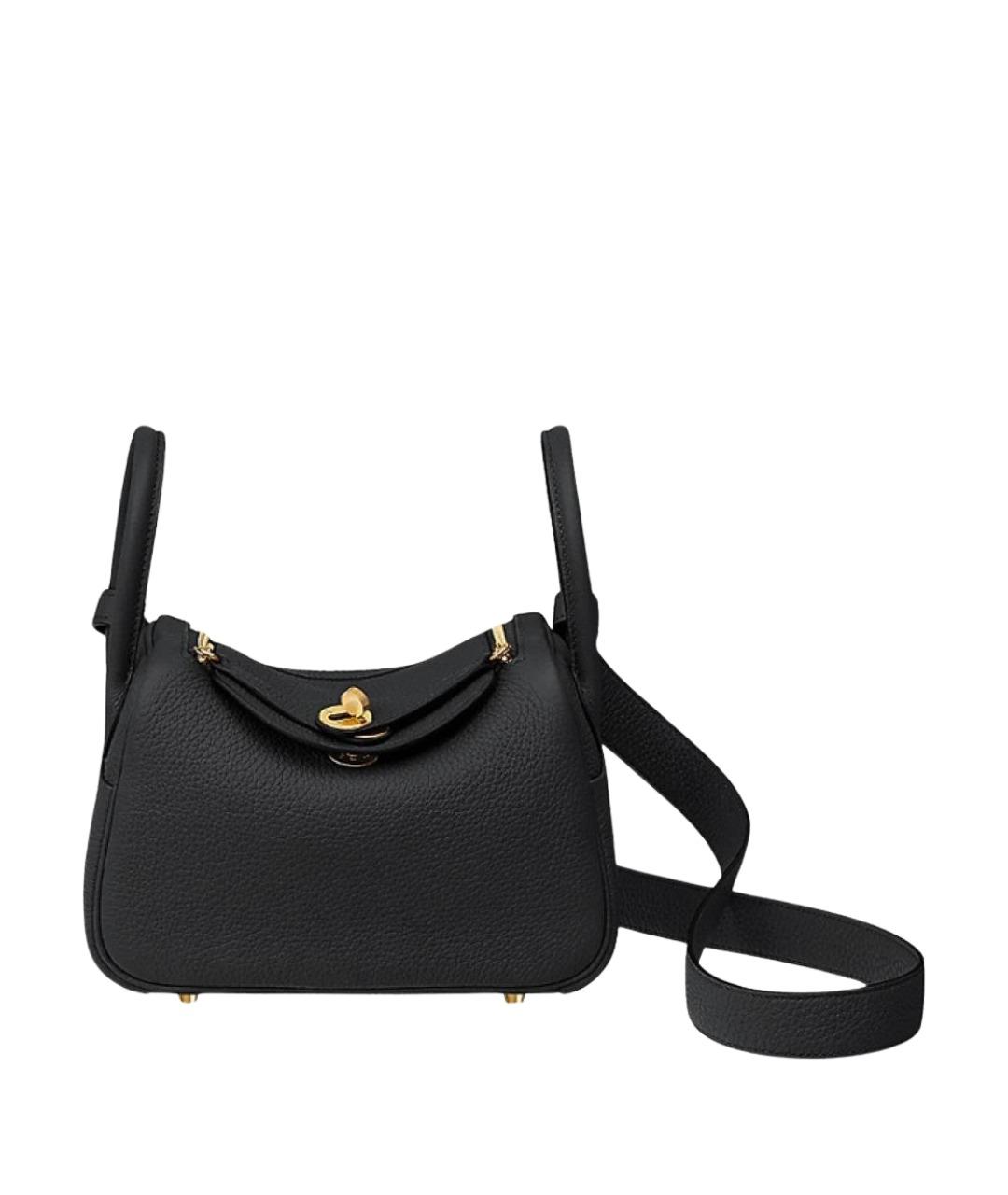 HERMES Черная кожаная сумка через плечо, фото 1