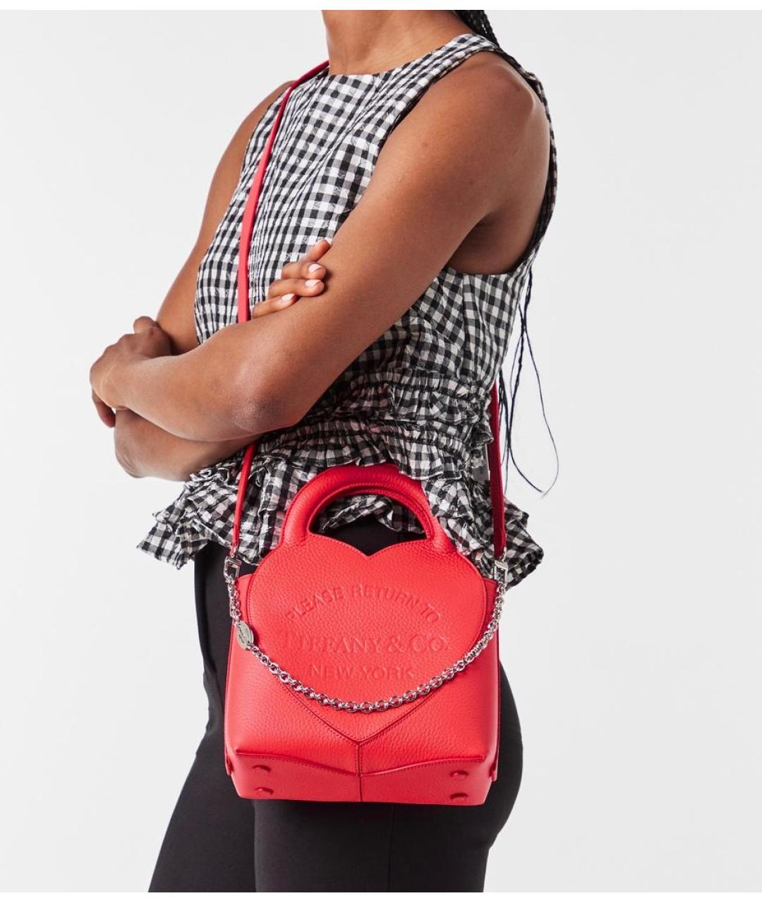 TIFFANY&CO Красная кожаная сумка через плечо, фото 3