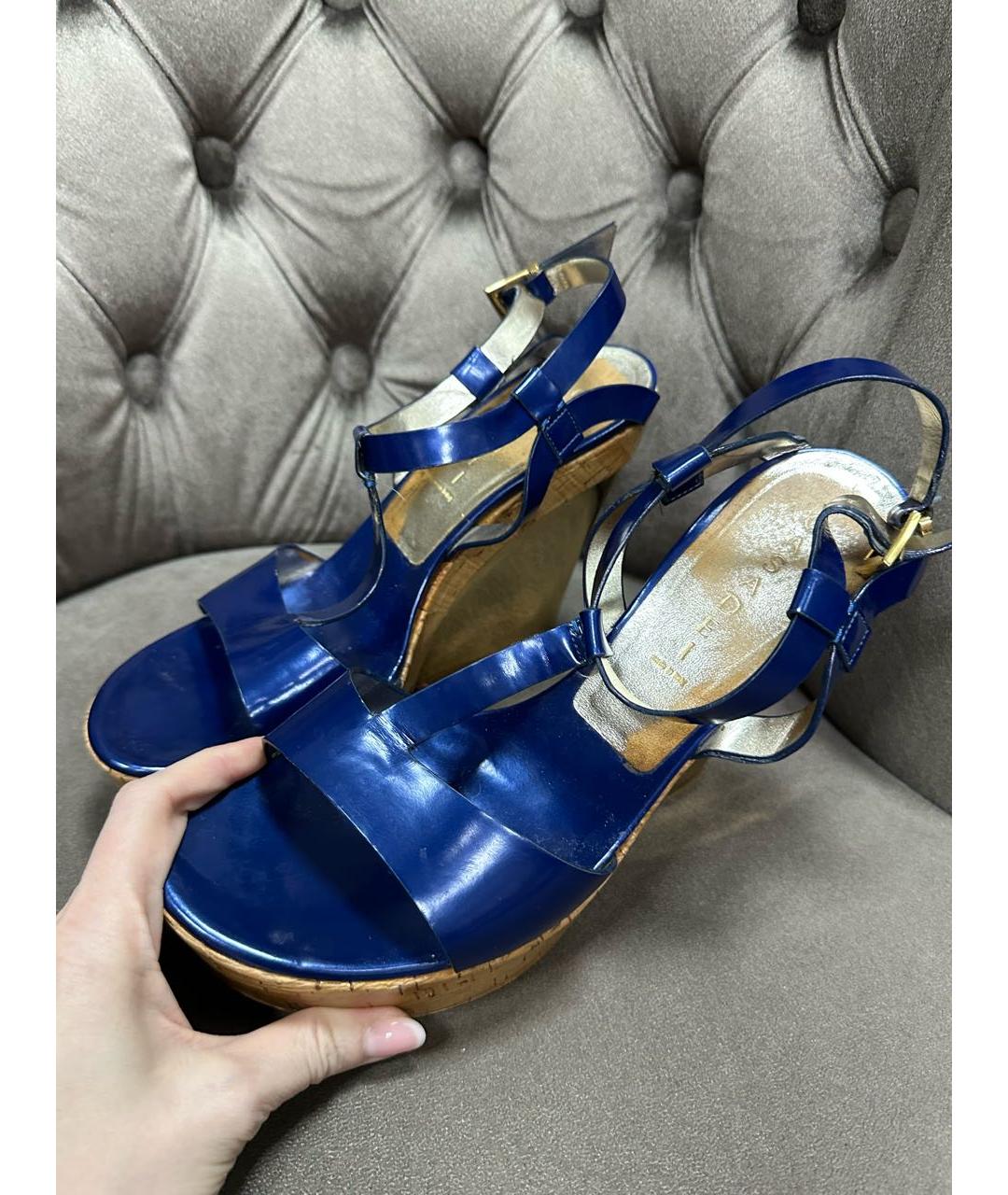 CASADEI Синие кожаные босоножки, фото 2