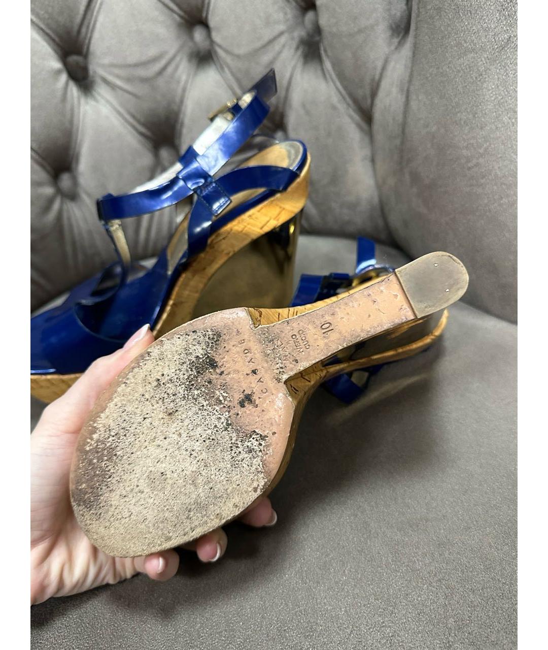 CASADEI Синие кожаные босоножки, фото 5