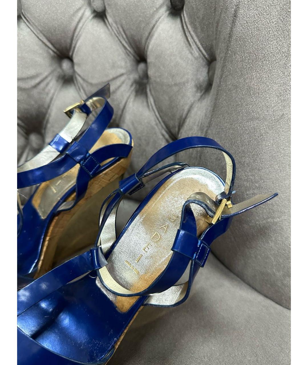 CASADEI Синие кожаные босоножки, фото 3