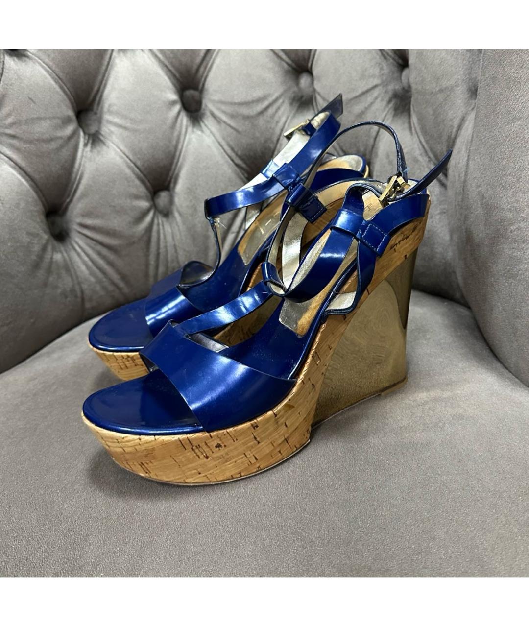 CASADEI Синие кожаные босоножки, фото 7