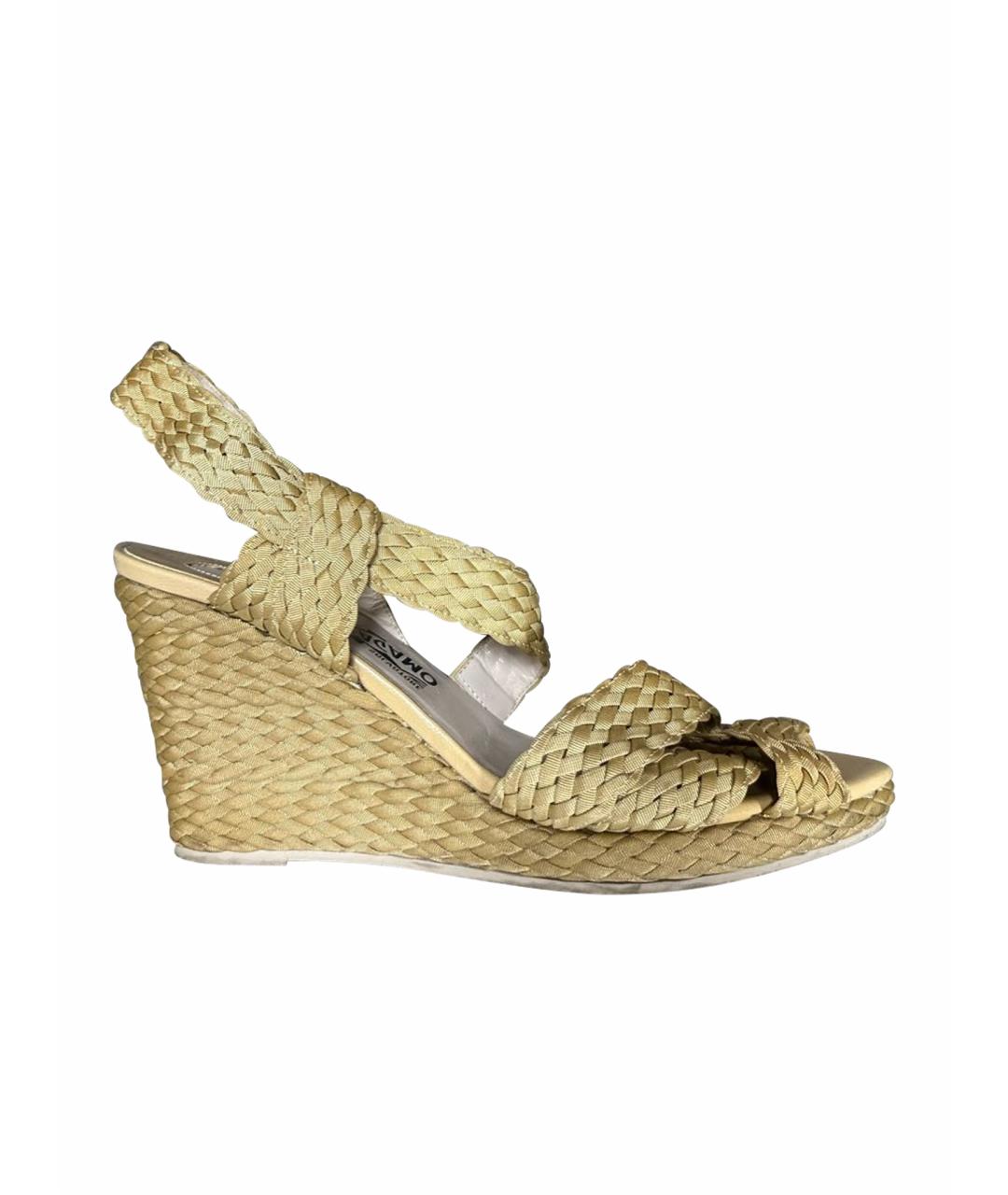 FERRAGAMO Бежевые текстильные босоножки, фото 4