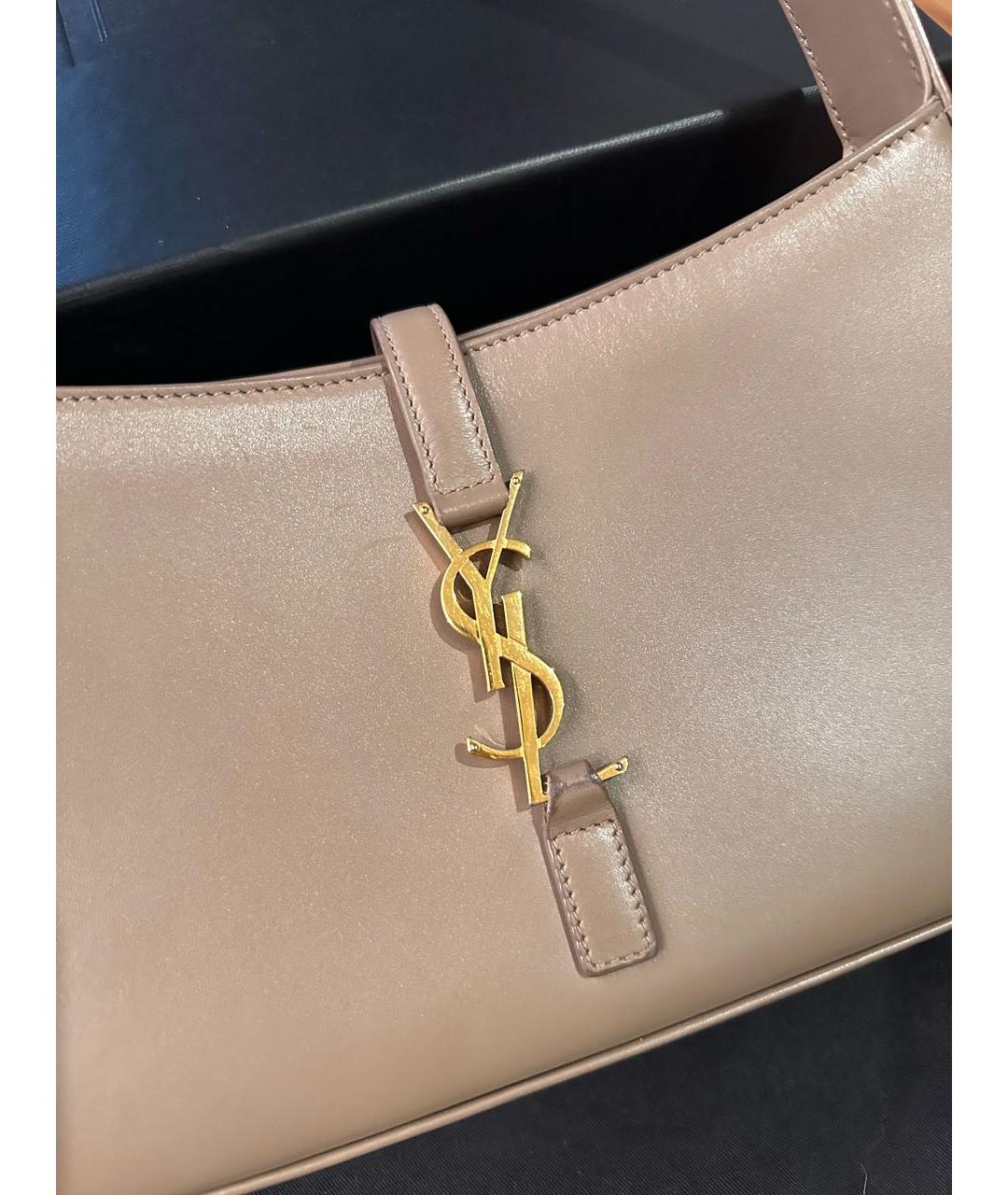 SAINT LAURENT Бежевая кожаная сумка через плечо, фото 4