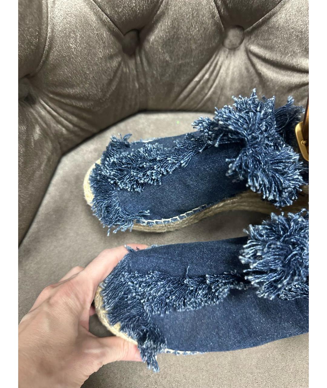 CHLOE Синие текстильные босоножки, фото 3