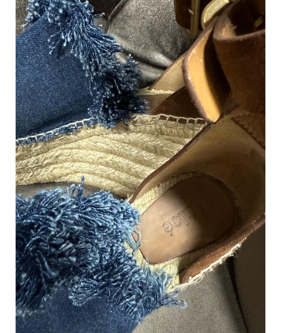 CHLOE Синие текстильные босоножки, фото 2