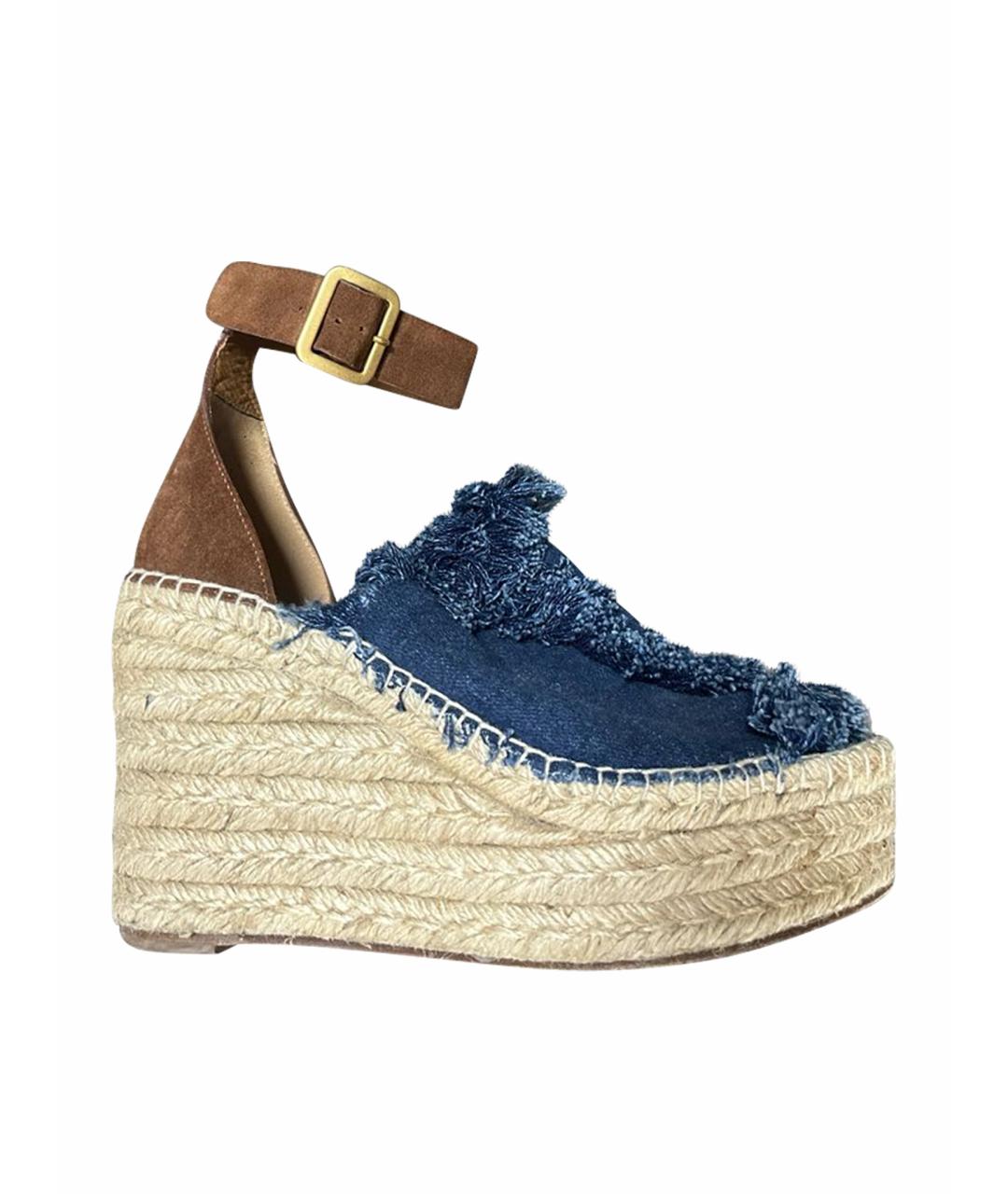 CHLOE Синие текстильные босоножки, фото 1