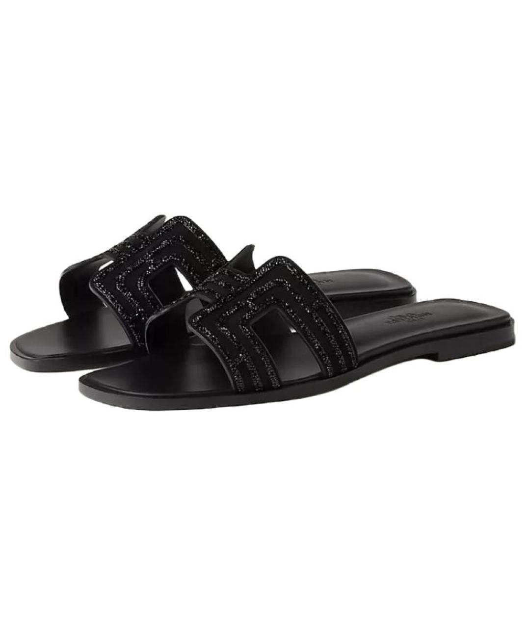 HERMES Черные шлепанцы, фото 3