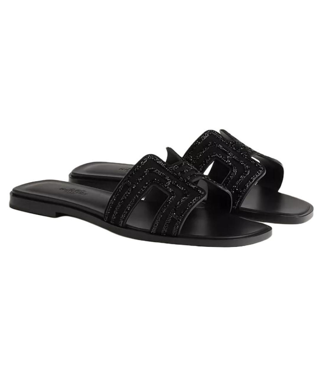 HERMES Черные шлепанцы, фото 4