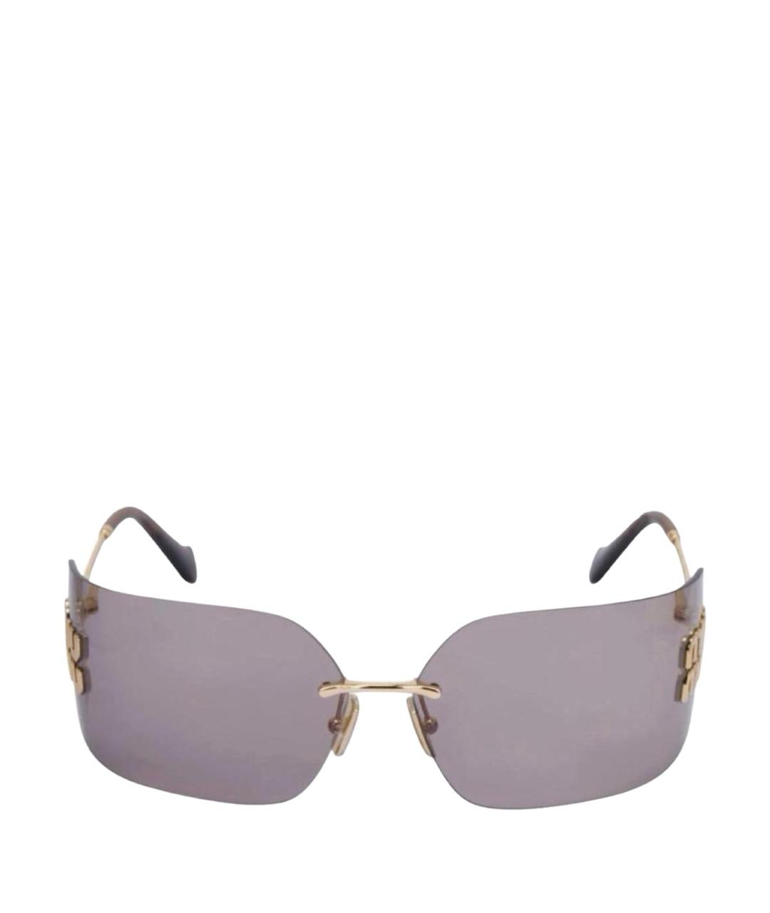 MIU MIU Золотые металлические солнцезащитные очки, фото 1