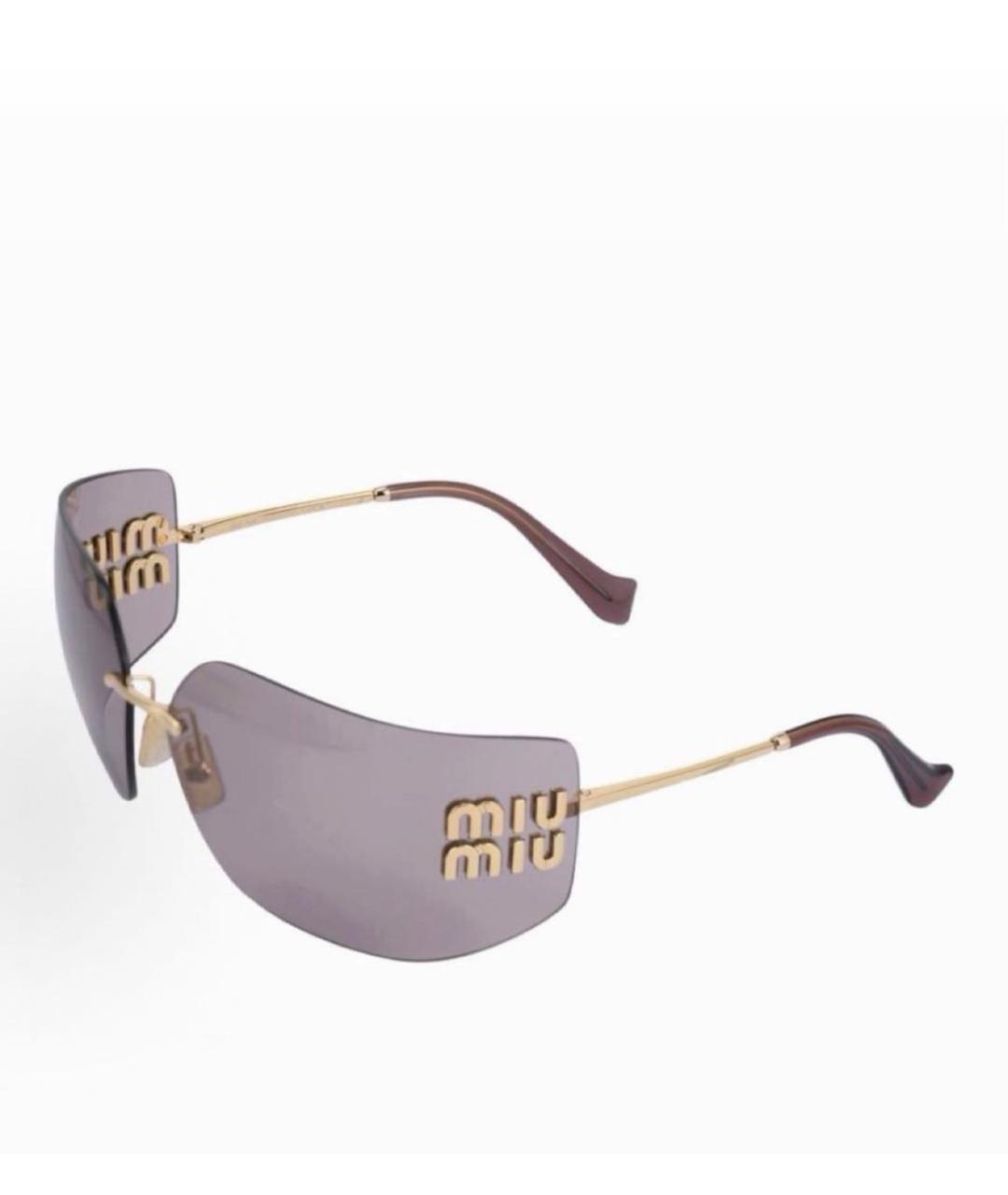 MIU MIU Золотые металлические солнцезащитные очки, фото 2