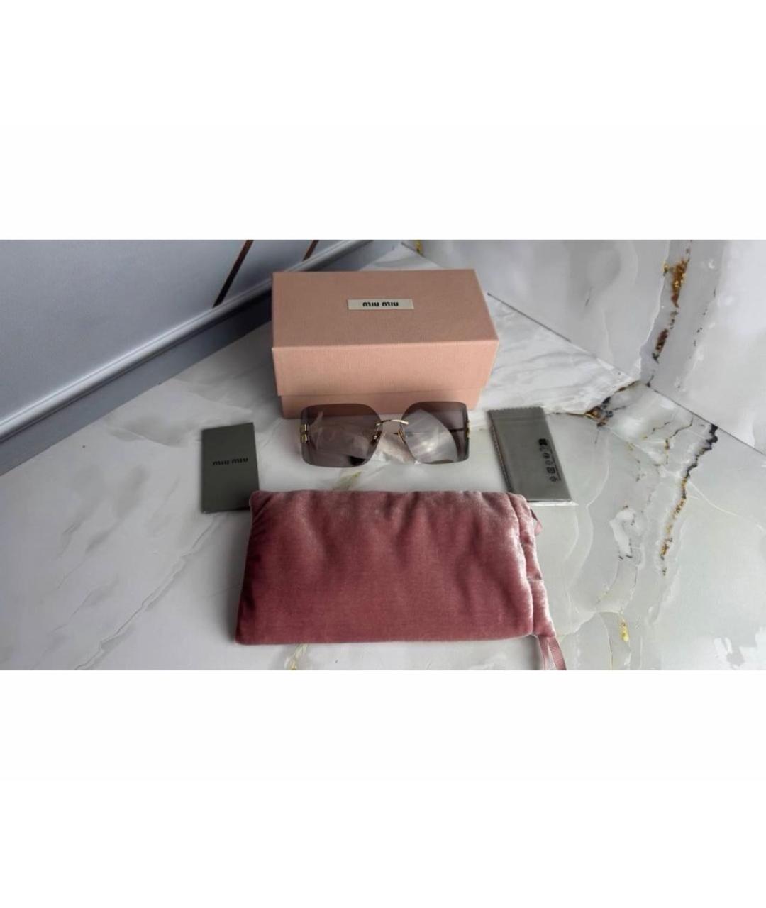 MIU MIU Золотые металлические солнцезащитные очки, фото 4