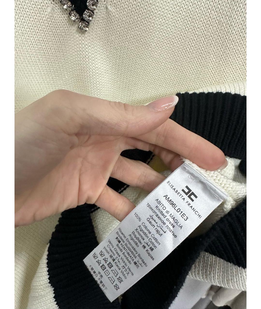 ELISABETTA FRANCHI Бежевое хлопковое повседневное платье, фото 8