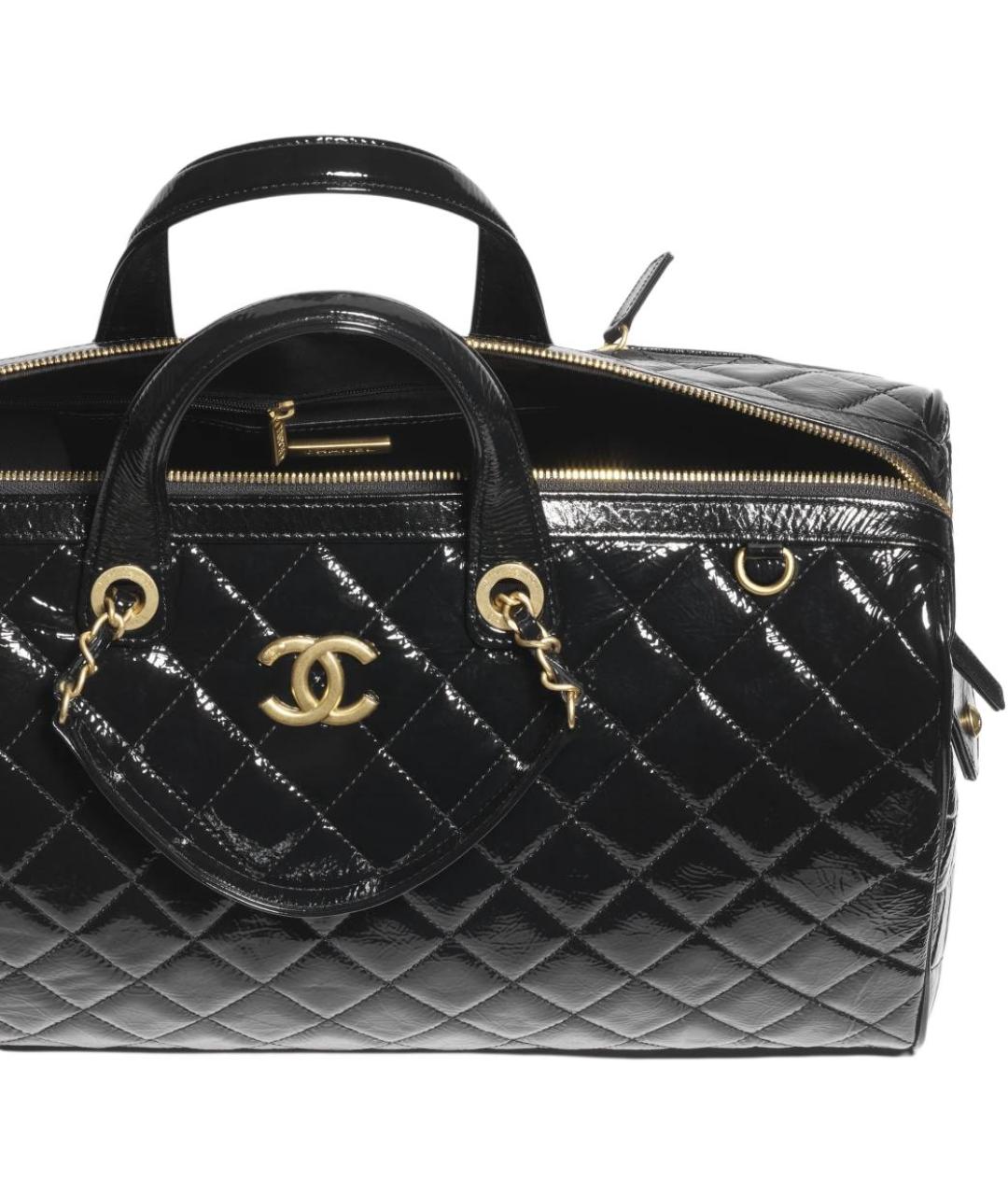 CHANEL Черная кожаная дорожная/спортивная сумка, фото 5