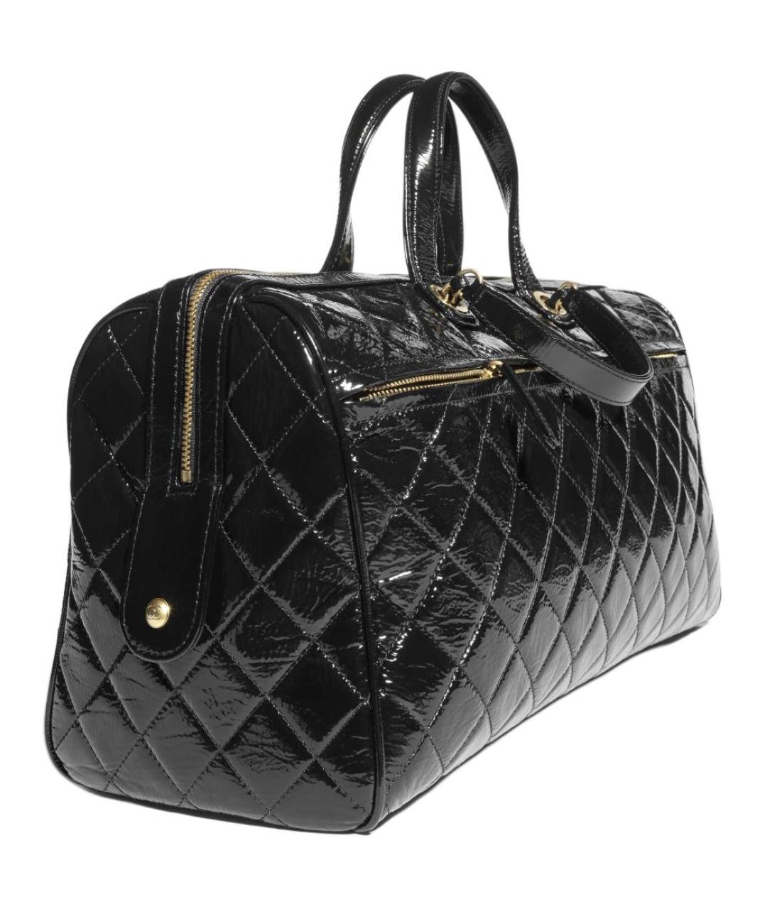 CHANEL Черная кожаная дорожная/спортивная сумка, фото 4